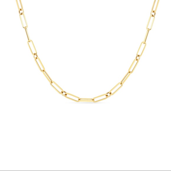 Roberto Coin 18K Yellow Gold Paper Clip & Round Link 17” Necklace - Picture 4 of 8